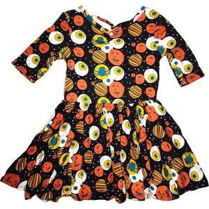 Dot Dot Smile Girls 2 2T Black Eye Balls Pumpkin Ballerina Twirl Dress Halloween